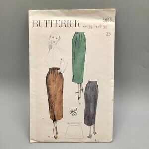 1949 Butterick One Yard Skirt Pattern Womens Quick Easy Front Slit #5085 Size 30